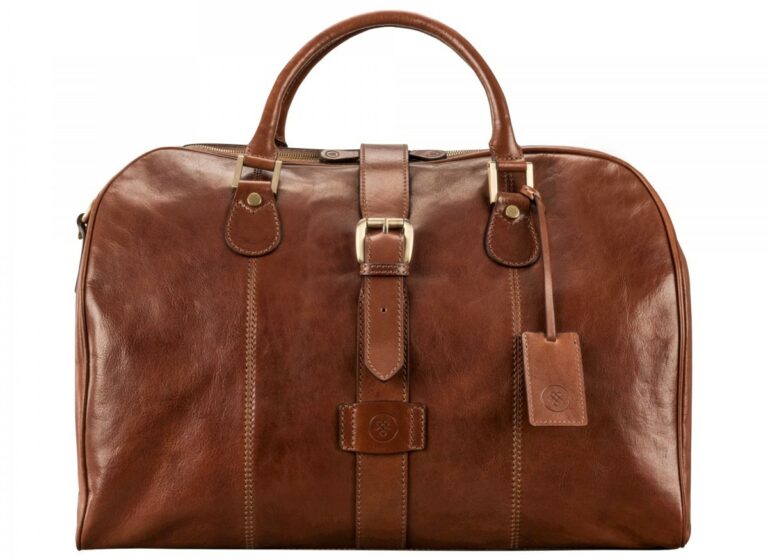 black leather weekend holdall