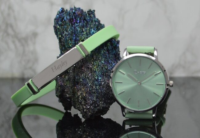 Personalised Ladies Wrist Watch and Bracelet Set
